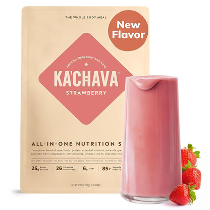 Ka’Chava Digestive Enzymes  Probiotics All-In-One Nutrition  Blend Strawberry  Shake