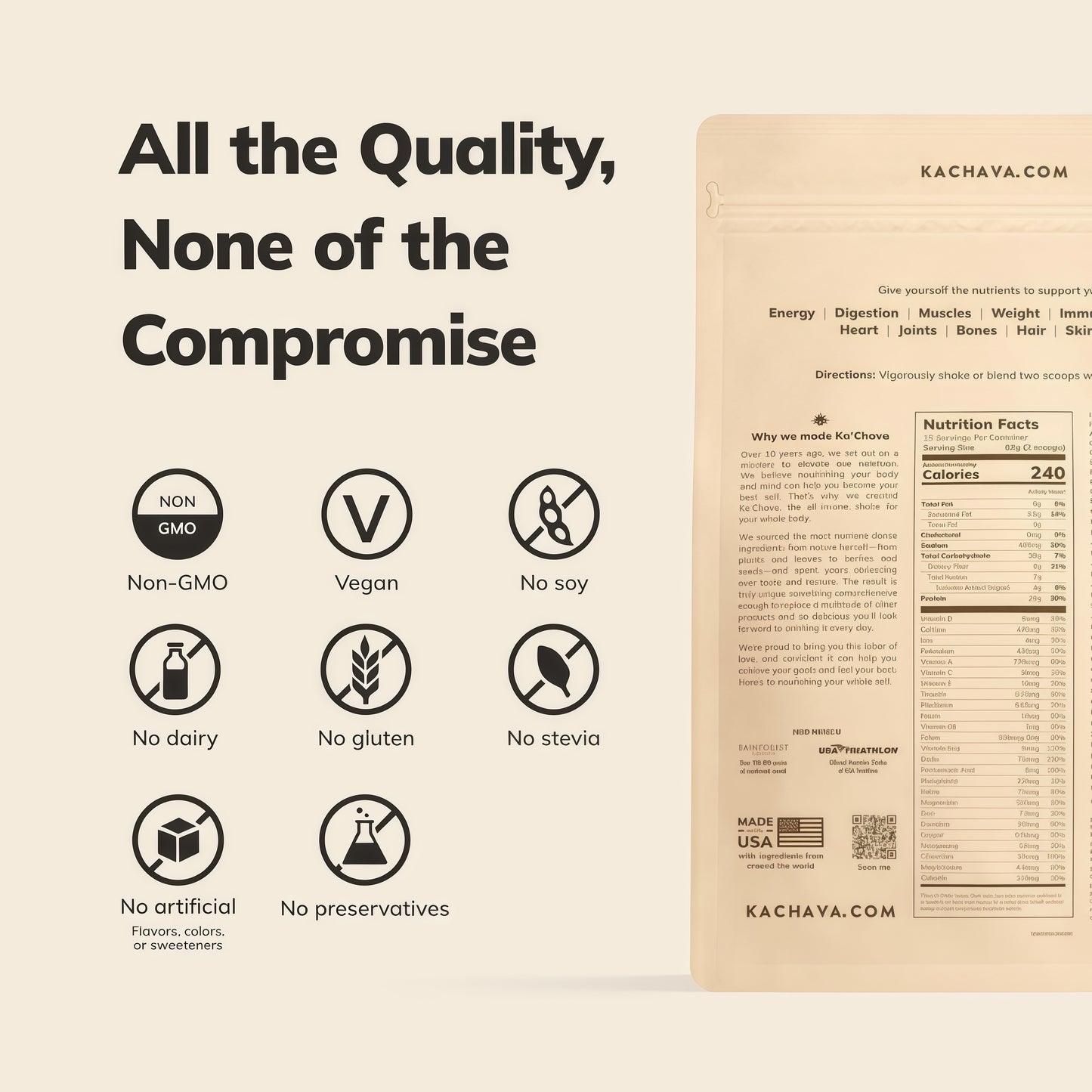 Ka’Chava Digestive Enzymes  Probiotics All-In-One Nutrition  Blend Strawberry  Shake